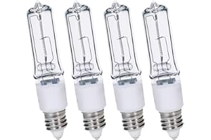 Comyan 4-Pack JDE11 100W Halogen Bulbs, E11 Mini Candelabra Base, Dimmable, 2800K Warm White, for Ceiling Fans, Chandeliers, Accent & Decorative Lighting