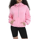 XYWCSF Womens Half Zip Up Hoodie Cowl Neck Sweatshirts Cropped Quarter Zip Pullover Cute Soft Spring Tops