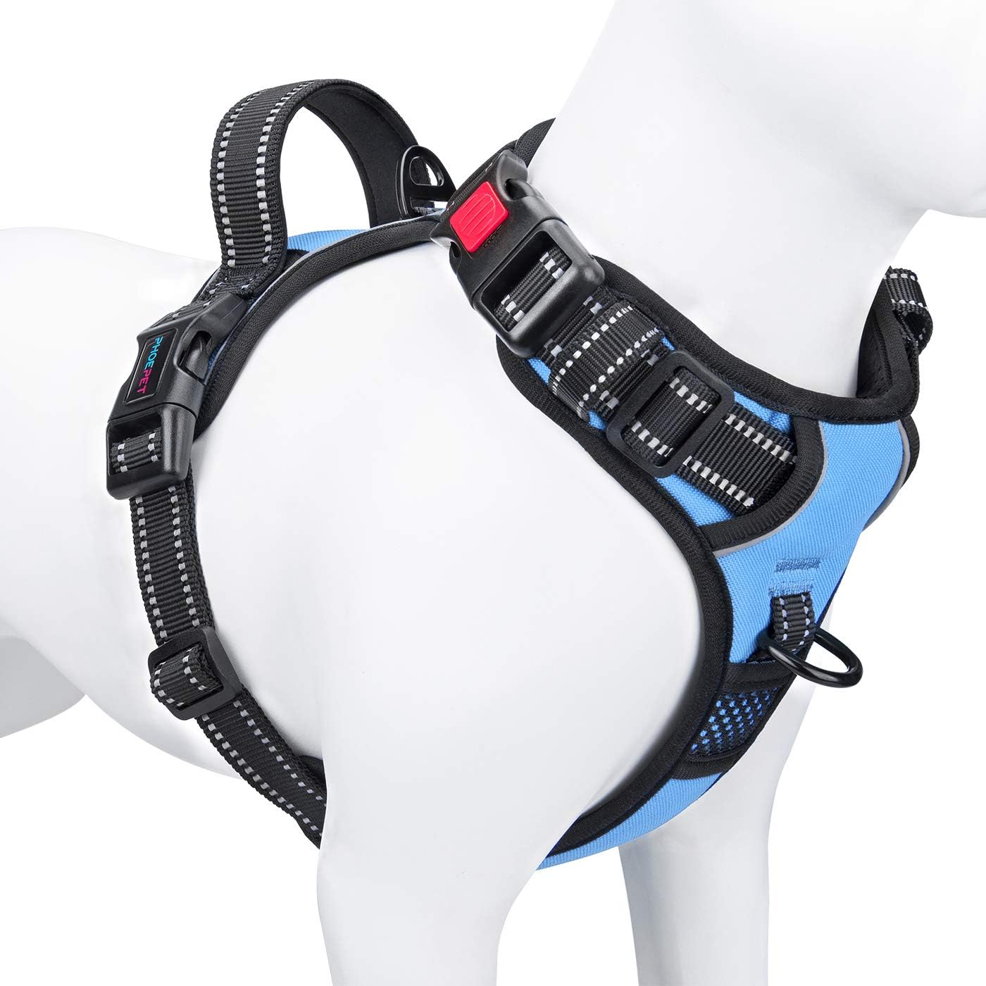 PHOEPET No Pull Dog Harness Reflective Adjustable Vest with a Training Handle, Name