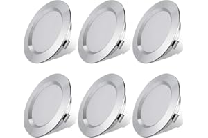 Megrezo 12V LED Recessed Lights for RV Camper Van Trailer - 3W Warm White 3000K 270 Lumen, Low Voltage, Dimmable - Set of 6