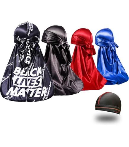 Durags And Bonnets - Juego De 2 Piezas Para Hombres Y Mujeres, 360 Ondas, Larga Cola Sedosa Doo Trapo Y Turbante Para Dormir, A2 Rosado