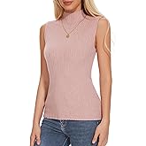 Biffxeu Women Sleeveless Mock Neck Sweater Tops Casual Knit Tank Fashion Slim Fit Trendy Lightweight Pullover