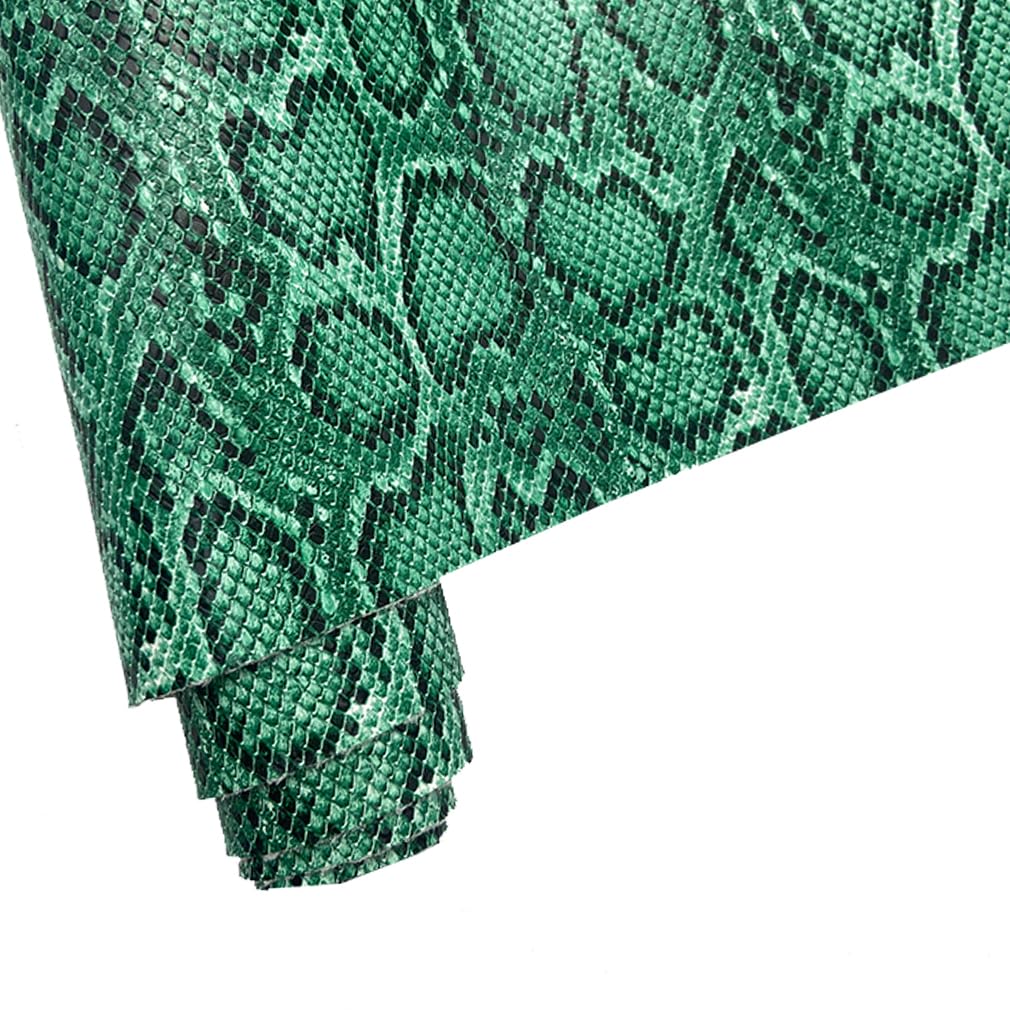 Photo 1 of 12"x54" Snake Patterned PU Faux Leather,Embossed Snake Textured Faux Synthetic Leather Fabric for Home Decoration DIY Sewing Clothes Project Bows Earrings Making Craft Green