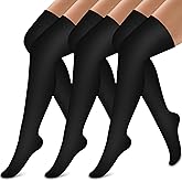 Bluemaple Thigh High Compression Socks for Women and Men Circulation(3 Pairs) Over the Knee-Best Support for Running,Travel
