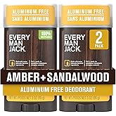Every Man Jack Amber + Sandalwood Men’s Deodorant - Stay Fresh with Aluminum Free Deodorant For all Skin Types - Odor Crushing, Long Lasting, with Naturally Derived Ingredients - 3oz (2 Pack)
