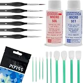 Micro Sol and Micro Set Decal Setting Solution Bundle with Pixiss Black Brushes and Blending Swabs &ndash; Professional Decal Application Kit for Model Builders, Crafts, and Hobbyists