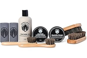 Rhino Wax - Complete Saddle Soap and Tack Care Kit - Includes: Saddle-Soap + Conditioner + Leather Oil + Brushes + Cloths - Conditioning and Cleaning Solution for Saddles & Horse Supplies - Made USA