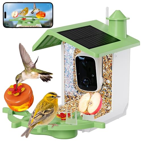 Rkdely Bird Feeder Camera Wifi Solar Powered, Smart Bird Feeder with Camera, APP Control, 3MP HD Auto Capture & AI Identifies Birds Camera, Waterproof Wireless Outdoor for Bird Lovers