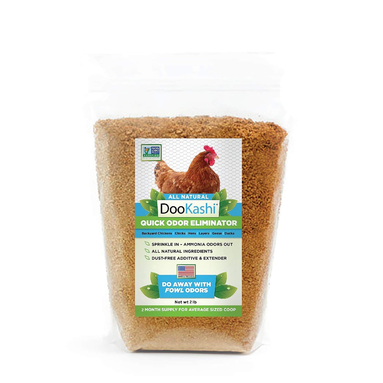 DooKashi for Poultry Chicken Coop Natural Odor Eliminator & Compost Accelerator - Probiotic Powered Bird Poop Remover, Ammonia Cleaner and Pet Odor Neutralizer for All Types of Chicken Bedding