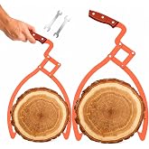 Blulu 2 Pcs 20 Inch, 12 Inch Log Tongs 2 Claw Lifter Non Slip, Orange | Steel Log Tongs for Wood Lifting, Skidding Tool for Timber, Firewood Carrier for Moving Trees, Anti-slip Grip Handles