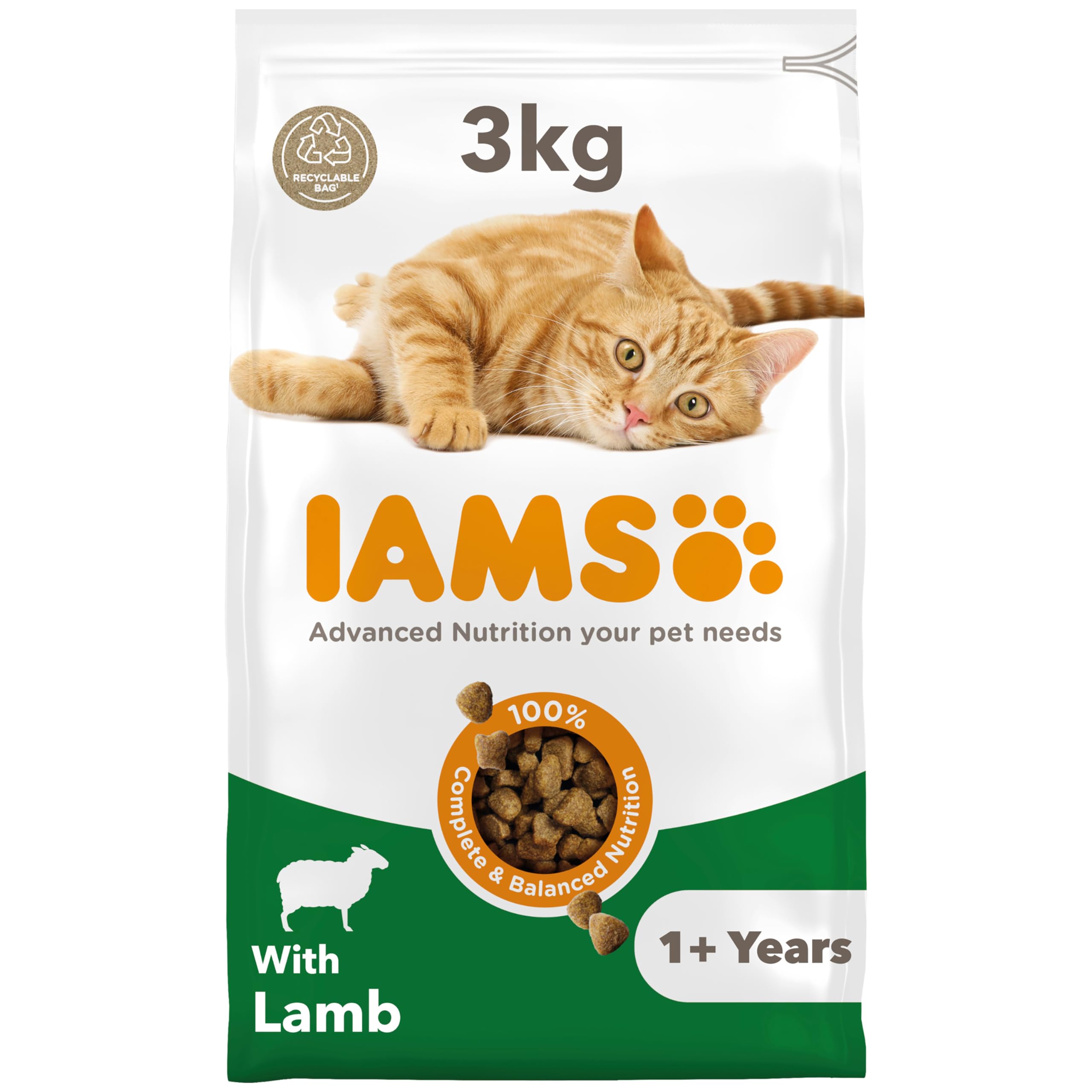 IAMS Adult Dry Cat Food Lamb 800g