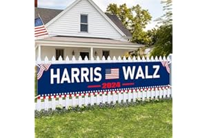 LIFESMELLS Kamala Harris Tim Walz 2024 Banner,Harris Tim Walz For President 2024 Flag Large Banner Outdoor Decorations Kamala Harris Waltz For The People Garden Banner Sign Yard Advertising Hanging Decor 98x18" Blue