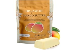 era of nature Organic Unrefined Raw Mango Body Butter Block 16oz - Moisturizing Mango Seed Raw Butter Bar for Skin & Hair, DIY Lip Balm Base, Cream, Soap & Lotion Making Supplies, Personal Skincare