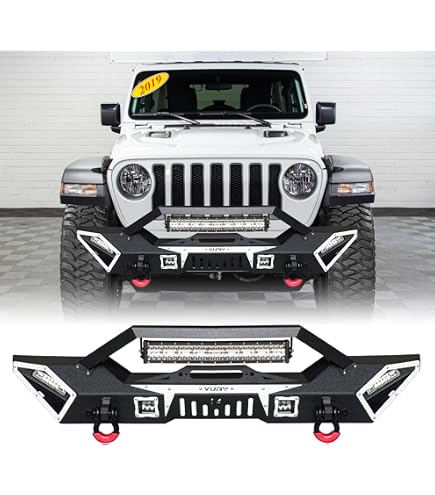 LUYWTE Steel Front Bumper For 2008-2010 Ford F250/F350 — Black Texture With Winch Plate, LED Lights & D-Rings