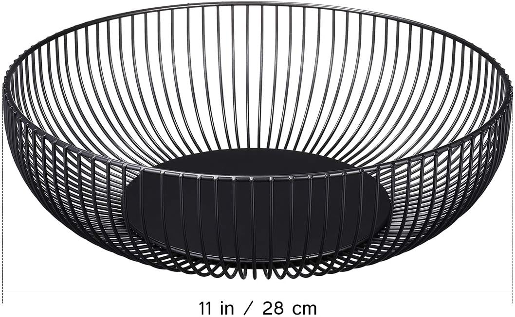 VORCOOL Fruit Wire Basket Iron Fruit Bowl Snack Plate Vegetable Storage Basket Table Dining Decoration, Black - Image 5