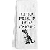 Gnmduw Funny Lab Labrador Retriever Dog Kitchen Towels, All Food Must Go to The Lab for Testing Hand Towels, Labrador Retriever Dog Themed Dish Tea Towel for Kitchen Bathroom Decor, 16x24 Inch