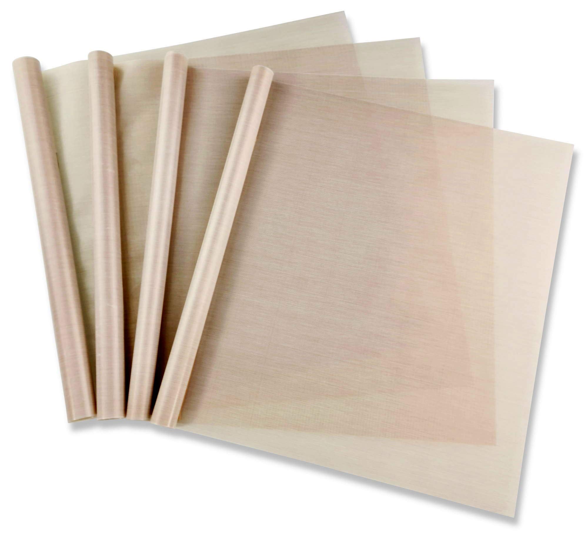 Pritogo- Reusable Baking Sheets, 4-Pack, Brown Teflon (32 x 46 cm), 260°C, Heat-Resistant, Non-Stick, cuttable