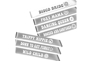 POP FIZZ DESIGNS Last Disco Bachelorette Party Sashes I Includes Disco Bride Sash and 6 Disco Bachelorette Sashes I for Groovy Bachelorette or 70s Bachelorette Party I Bachelorette Sash Bride to Be