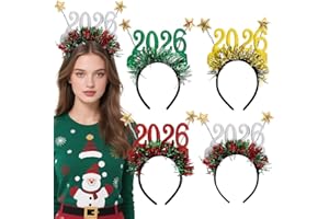 4pcs 2026 New Year Headband 2026 Year Star Tinsel Head Bopper Headdress for 2026 New Years Eve Party Decorations