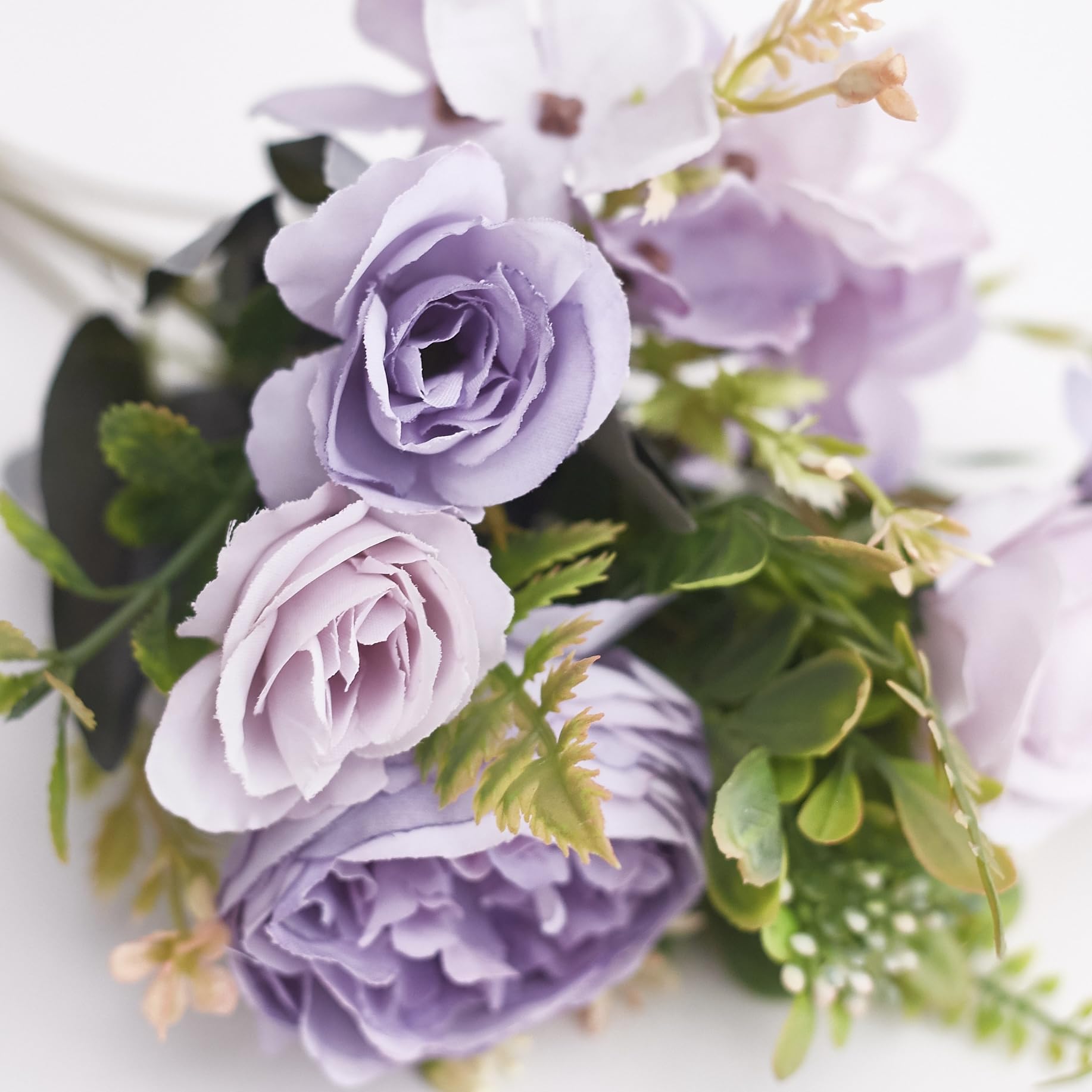 The Baked Studio – Silk Artificial Flower Bouquet (Peony Rose Hydrangea Foliage) – Realistic Fake Plant for Cake Decoration, Home Décor, Weddings, DIY and Crafts (Lilac & Purple) — image 1