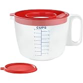 8 Cup Measuring Cup &amp; Mixing Pitcher with Handle and Spout, Splatter-Free Lid, BPA-Free, Ideal for Baking, Pancakes, and Whisking