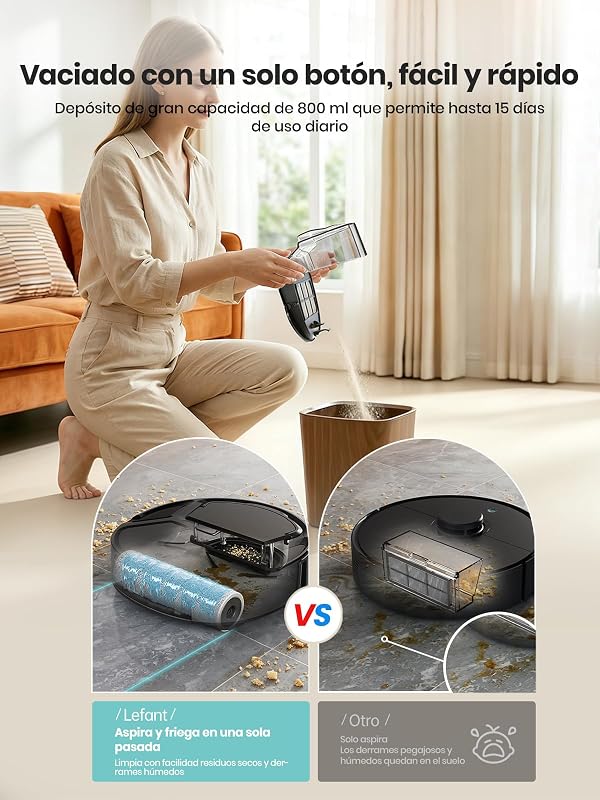 M210 Pro Omni Robot Aspirador y Fregasuelo, Rodillo Autolimpiante