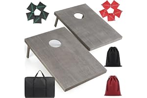 Cornhole Boards Set - Professional 4'x2'or 3'x2' Bean Bag Toss Game for Adults Kids - Regulation & Backyard Size Boards with 