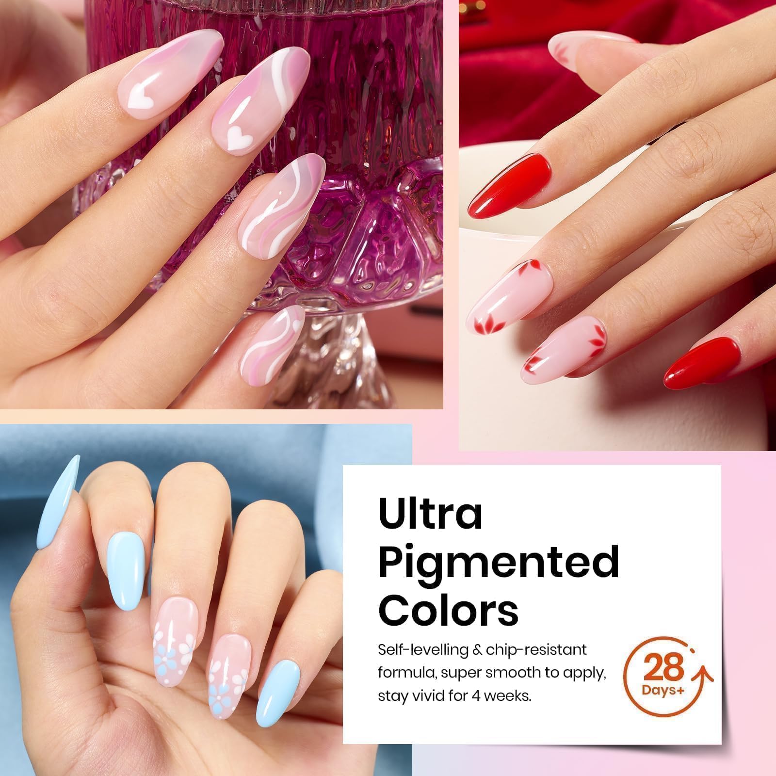 Beetles Gel Nail Polish Set 20 Colors White Black Nude Gel Polish with Gel Base Coat Matte&Glossy Gel Top Coat Trendy Colors Uv LED Lamp Gel Nails for Women - Image 5