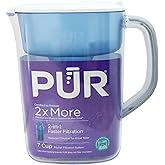 PUR Water Filter Pitcher, 7-Cup Water Pitcher with Filter, White | Filter Water Pitcher with Pitcher Water Filters For Fridge, Apartment Essentials, Tap Water Filtration to Improve Water Taste
