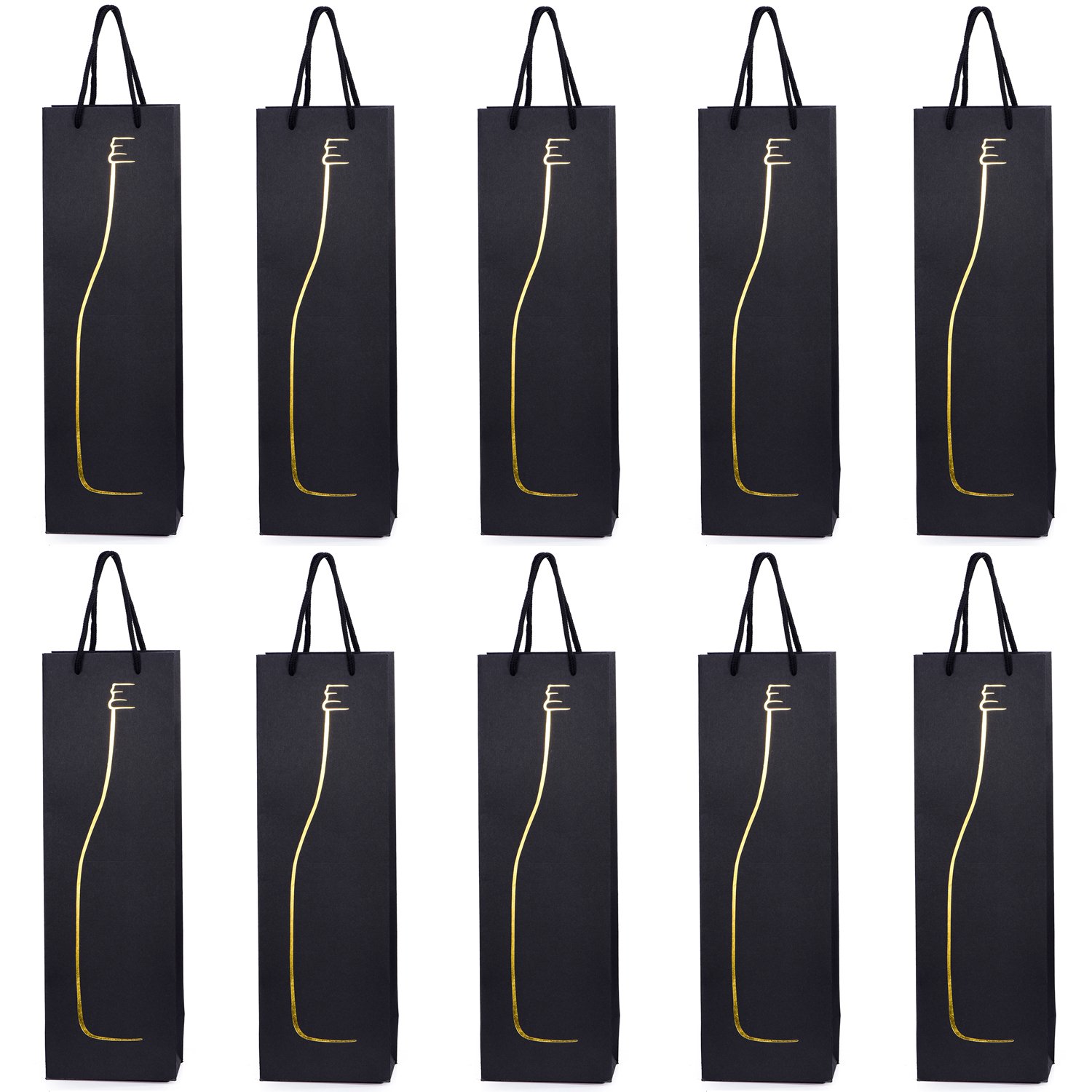 10 gift bags bottle bags for wine prosecco and champagne 15.75 x 4.72 x 3.54 inch - 40 x 12 x 9 cm - Silhouette