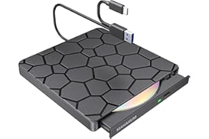 MAHAHUM External CD/DVD Drive for Laptop PC, USB 3.0 & Type-C DVD Burner,Ultra-Slim CD Player/Reader Portable Plug and Play O
