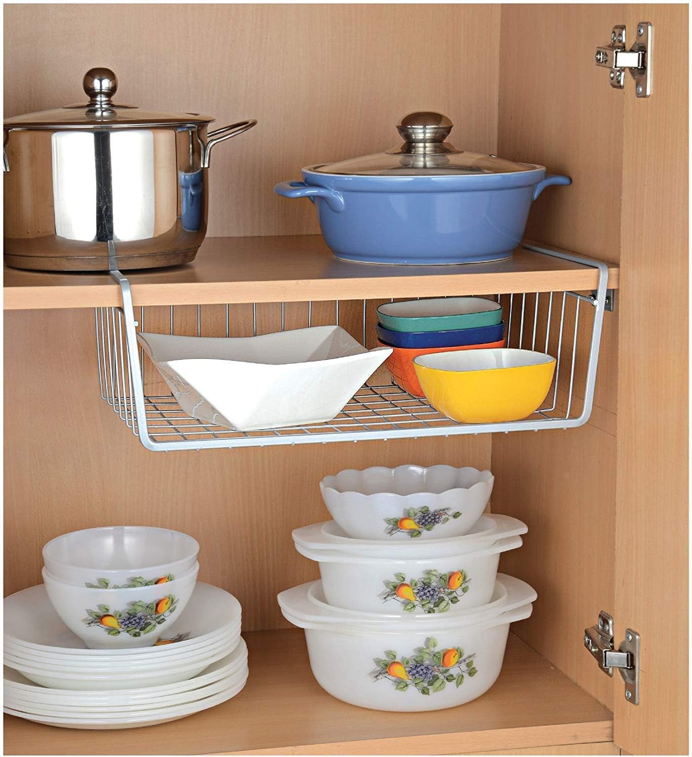 LWVAX® Kitchen Storage Bin Under Shelf Wire Rack Basket