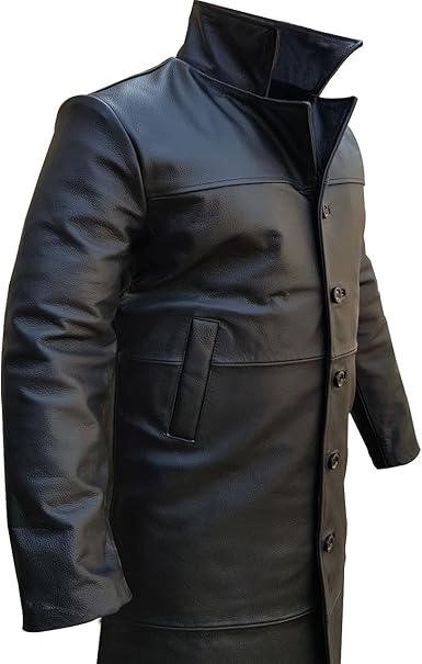 mens leather trench coat full length