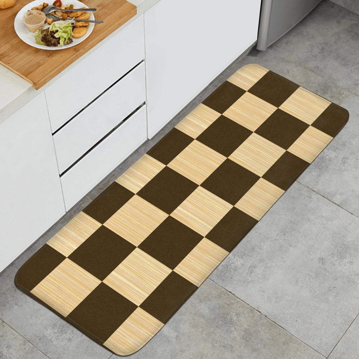 47*18 Long Kitchen Mat Seamless Floral Pattern Microfiber Rubber