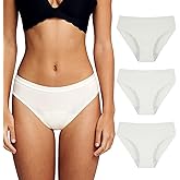 Battewa Leak Proof Underwear for Women Incontinence Underwear Teens Ladies Cotton Leakproof Panties Bikini Absorbent 40ml,3Pack (3White,Medium)