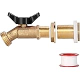 WADEO Brass Rain Barrel Spigot, Rain Barrel Quarter Turn Ball Valve Spigot with Bulkhead Fitting