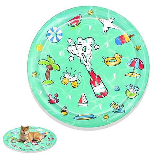 Valicaer Water Sensory Mat for Pets,Interactive Water Play Mat for Cats and Dogs,Thickened Inflatable Sensor Play,Ideal Dog Cooling for Hot Days (Large)