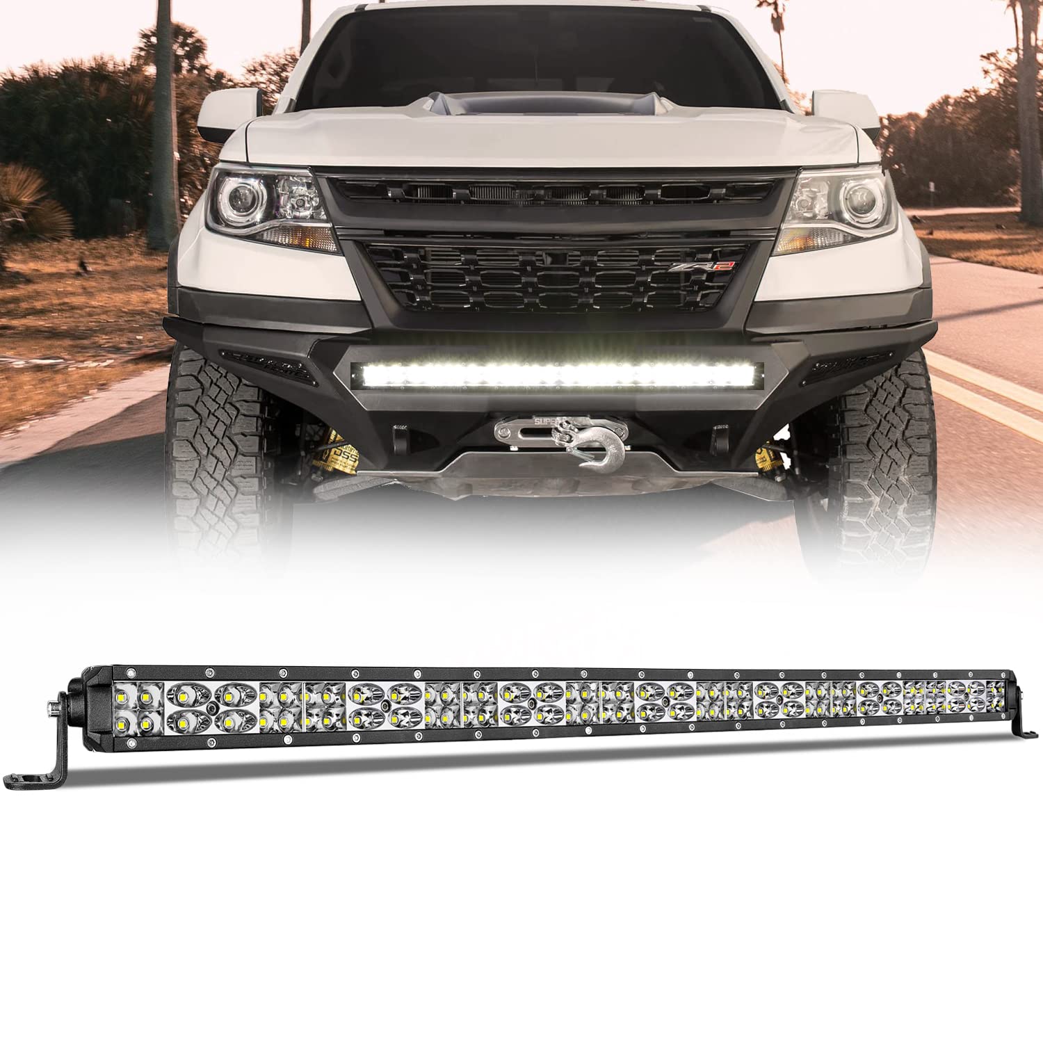Photo 1 of Slim LED Light Bar 30 Inch, AKD Part 252W Super Slim Offroad Driving Light Spot Flood Combo Ultra Slim Grille Bumper Light for Trucks UTV SUV Toyota Chevy Ram Subaru RZR Roof