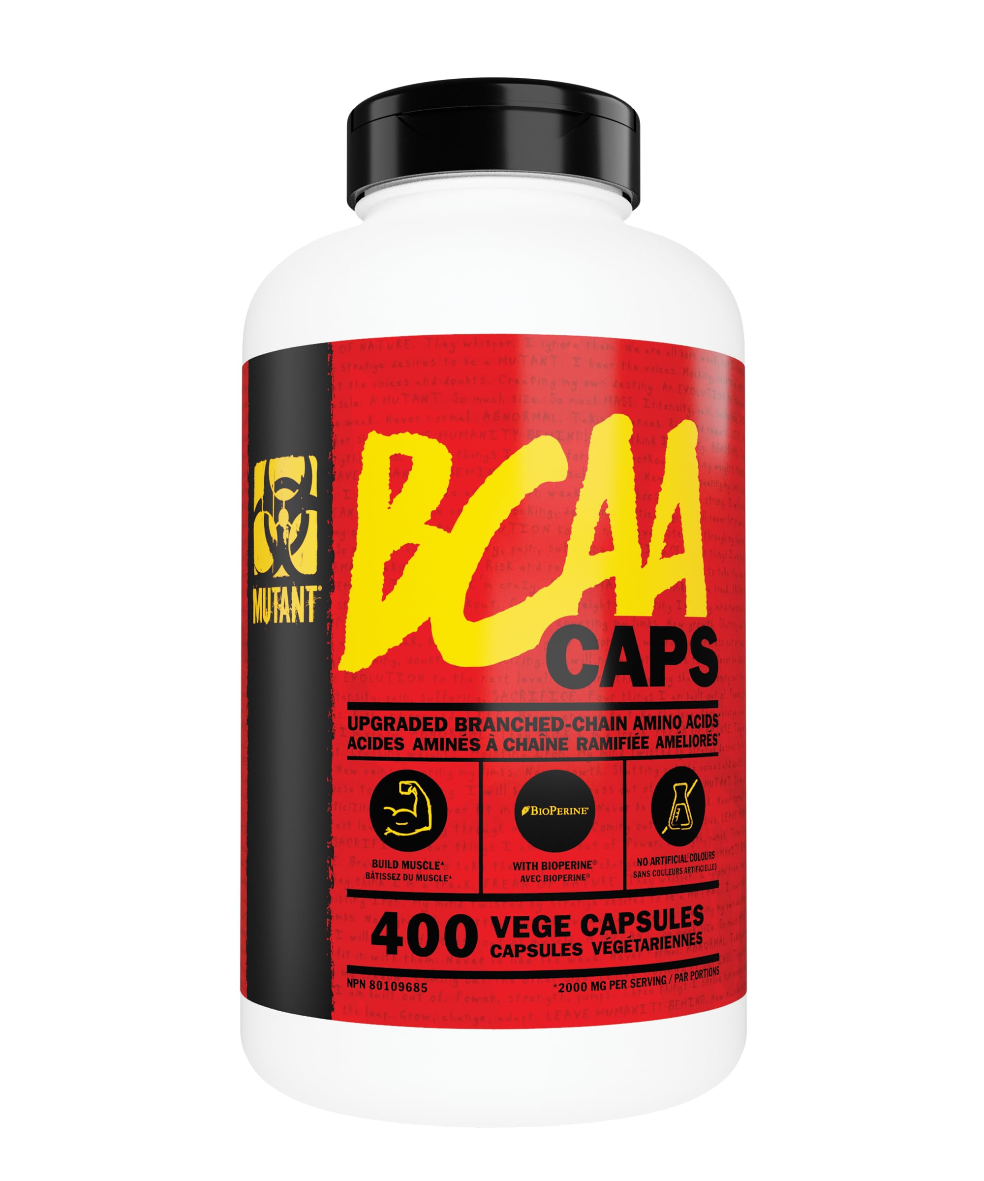 MUTANT BCAA CAPS | 2:1:1 BCAA Formula with BioPerine & Electrolytes | 2000mg BCAAs per Serving | 400 Vcaps | Intra-Workout Muscle Support