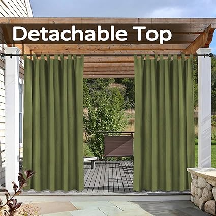 cololeaf cortinas para interior exterior para patio waterpoof solid tab top panel unico cortina de ventana drape para patio porche gazebo pergola