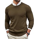 Runcati Mens Crewneck Sweaters Casual Knit Lightweight Dress Sweater Long Sleeve Slim Fit Fall Winter Pullover