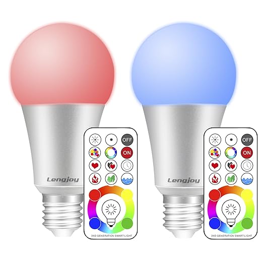 (2 Pack) LED RGBW Lampe mit Fernbedienung,10W LED Farbwechsel Lampe,A19 E27 Base Dimmbare,120 Farben RGB glühbirne,mit RGB un