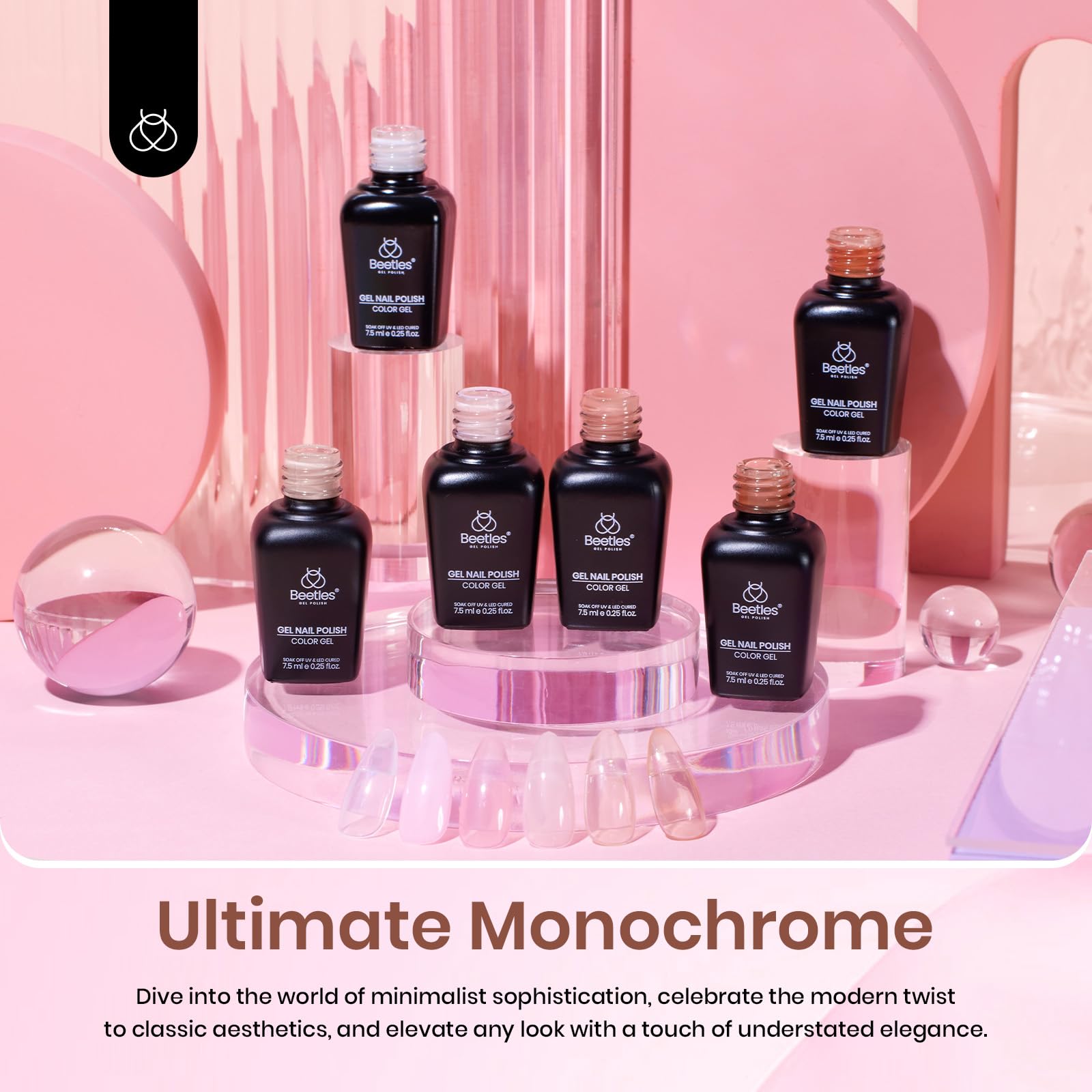 Beetles Jelly Gel Nail Polish Set, 6 Colors Milky White Nude Pink Sheer Brown Gel Polish Kit Nail Concealer Translucent Effect Soak Off Uv French Nail Art Gift for Women Ultimate Monochrome Collection - Image 2