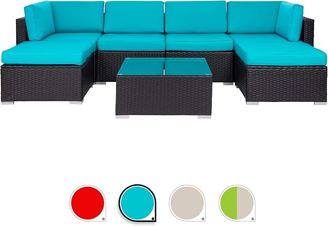 Amazon Com Walsunny 7pcs Patio Outdoor Furniture Sets Low Back