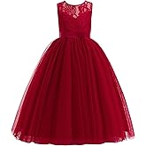 Glamulice Flower Girls Lace Bridesmaid Dress Princess Elegant Tulle Long A Line Dresses Pageant Wedding Party Ball Gown