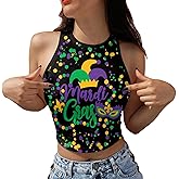 Flaminet St Patricks Day Crop Top Lucky Womens Shamrock Irish Flag Vest Clover Printed Tank Shirt