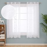 Deconovo Flower Embroidery Net Curtains 2 Panels Beige 55x54 Inch