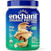 Enchant Organic Protein Powder, Vanilla Almond flavor – 20g Plant Protein sourced from North American Farms, 5g Prebiotic + fiber, USDA Organic, Non-GMO, Plant-based, Non-Dairy, Vegan, 0.84 lb