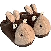 WMYDHCGD Donkey Animal Slippers for Women Cute Fluffy Cartoon Home Winter Warm Indoor Funny Cotton Men Shoes