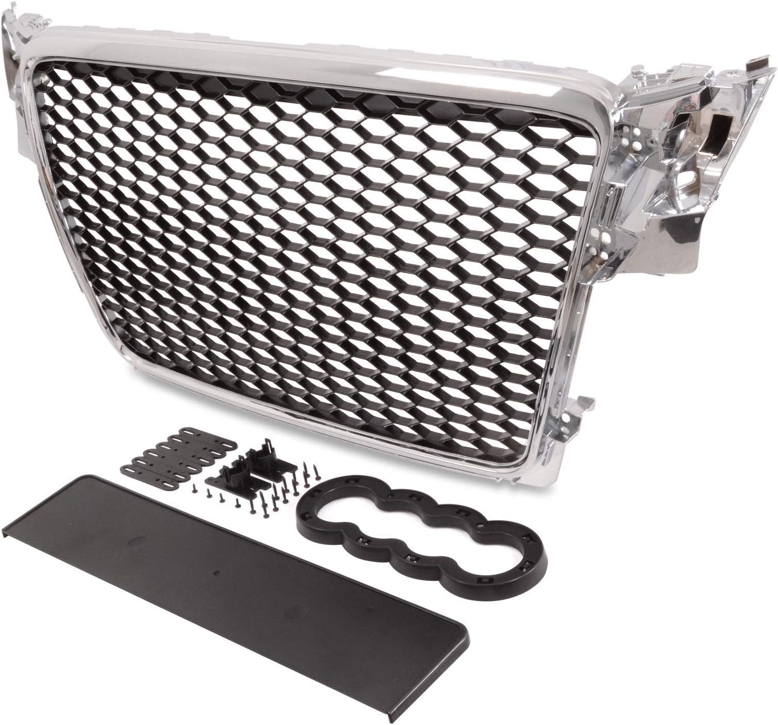 Chrome Black Honeycomb Mesh Grill Badgeless Debadged Grille